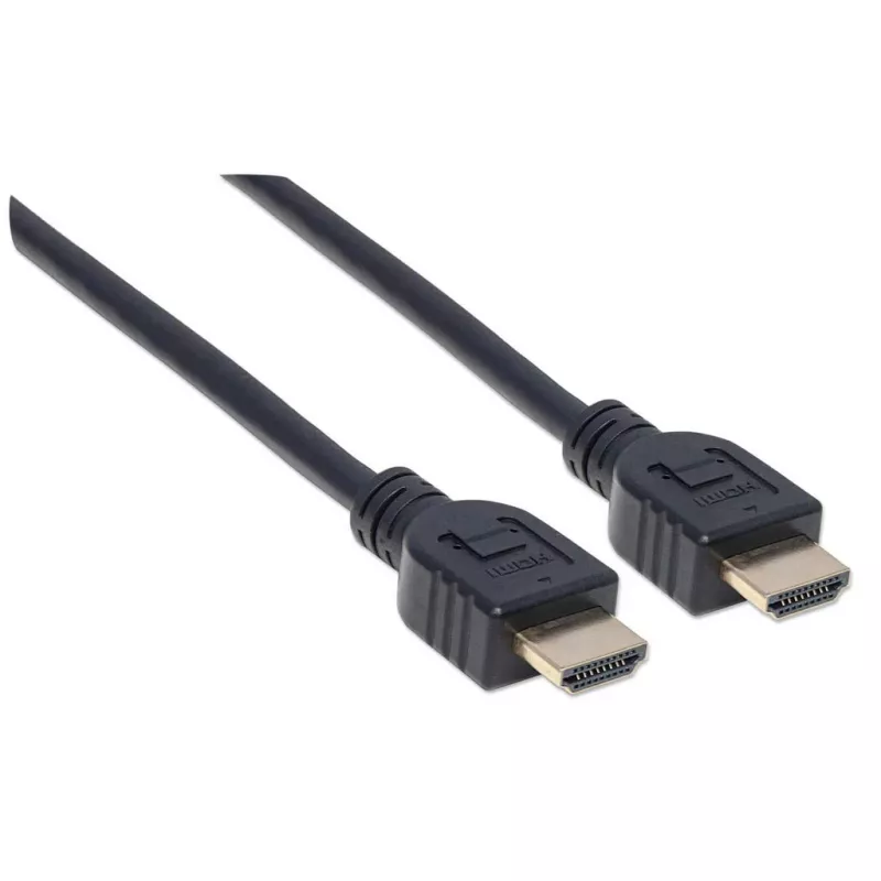 Manhattan HDMI 4K@60Hz laidas su Ethernet – CL3 klasės, 1 m, tinkamas montuoti sienoje, visiems 4K ir 1080p/HD poreikiams – atnaujinkite dabar arba turėkite paruoštą, kai prireiks, kištukas–kištukas, juodas, Ultra HD 4K x 2K, garantija visam laikui, Premium didelės spartos