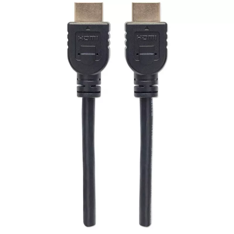 Manhattan HDMI 4K@60Hz laidas su Ethernet – CL3 klasės, 1 m, tinkamas montuoti sienoje, visiems 4K ir 1080p/HD poreikiams – atnaujinkite dabar arba turėkite paruoštą, kai prireiks, kištukas–kištukas, juodas, Ultra HD 4K x 2K, garantija visam laikui, Premium didelės spartos