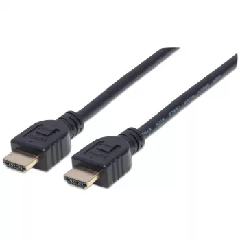 Manhattan HDMI kabelis 4K@60Hz su Ethernet - CL3 klasės, 5m, Tinka montuoti sienoje, Visiems 4K ir 1080p/HD poreikiams - atnaujinant dabar arba pasiruošus ateičiai, Kištukas-kištukas, Juodas, Ultra HD 4k x 2k, Garantija visam gyvenimui, Aukštos kokybės didelės spartos