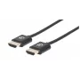 Manhattan HDMI laidas su eternetu (ypač plonas), 4K@60Hz (Premium High Speed), 1 m (3 pėd.), kištukas–kištukas, juodas, Ultra HD 4k x 2k, pilnai ekranuotas, auksuoti kontaktai, garantija visam naudojimo laikui