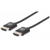 Manhattan HDMI kabelis su Ethernet (Ultra Thin), 4K@60Hz (Premium High Speed), 0,5 m, kištukas-kištukas, juodas, Ultra HD 4k x 2k, pilnai ekranuotas, paauksuoti kontaktai, garantija visam laikui