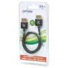 Manhattan HDMI kabelis su Ethernet (Ultra Thin), 4K@60Hz (Premium High Speed), 0,5 m, kištukas-kištukas, juodas, Ultra HD 4k x 2k, pilnai ekranuotas, paauksuoti kontaktai, garantija visam laikui