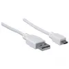 Manhattan USB-A į Micro-USB laidas, 1 m, vyriškas į vyrišką, baltas, 480 Mbps (USB 2.0), Hi-Speed USB, garantija visam eksploatavimo laikui, atitinka USBPAUB1MW.