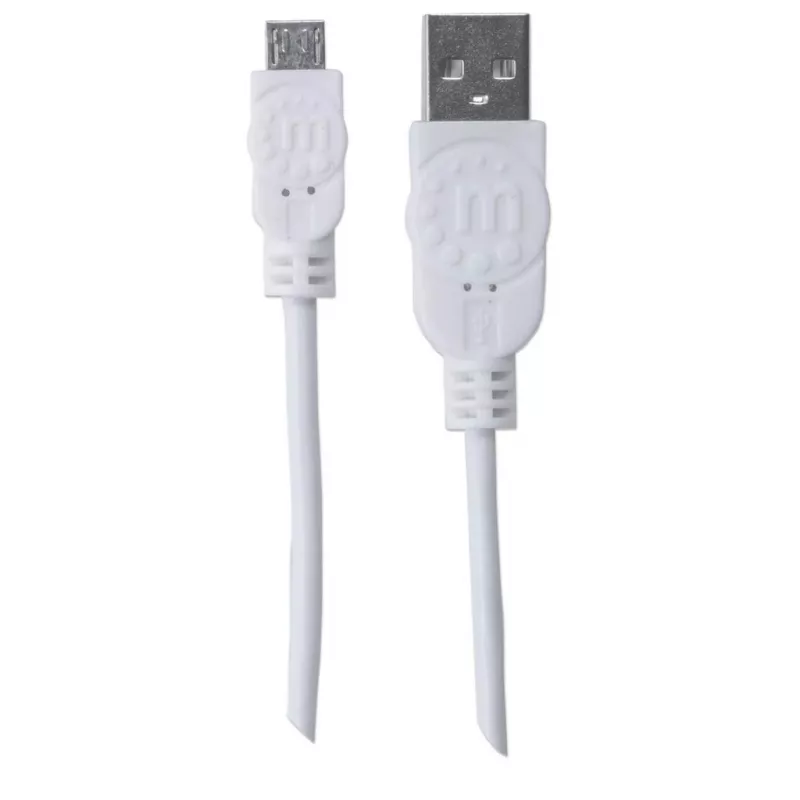 Manhattan USB-A į Micro-USB laidas, 1 m, vyriškas į vyrišką, baltas, 480 Mbps (USB 2.0), Hi-Speed USB, garantija visam eksploatavimo laikui, atitinka USBPAUB1MW.