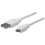 Manhattan USB-A į mikro-USB kabelis, 1,8 m, patinas į patiną, 480 Mbps (USB 2.0), Hi-Speed USB, balta, garantija visam gyvenimui
