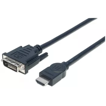 Manhattan HDMI į DVI-D 24+1 laidas, 3 m, kištukas–kištukas, juodas, dvigubos jungties, suderinamas su DVI-D, garantija visam eksploatacijos laikui, atitinka HDDVIMM3M