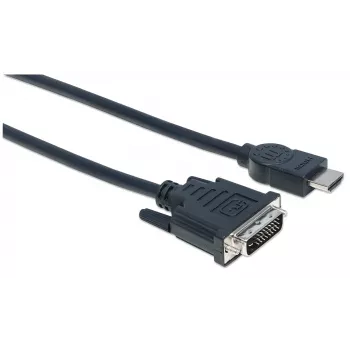 Manhattan HDMI į DVI-D 24+1 laidas, 3 m, kištukas–kištukas, juodas, dvigubos jungties, suderinamas su DVI-D, garantija visam eksploatacijos laikui, atitinka HDDVIMM3M