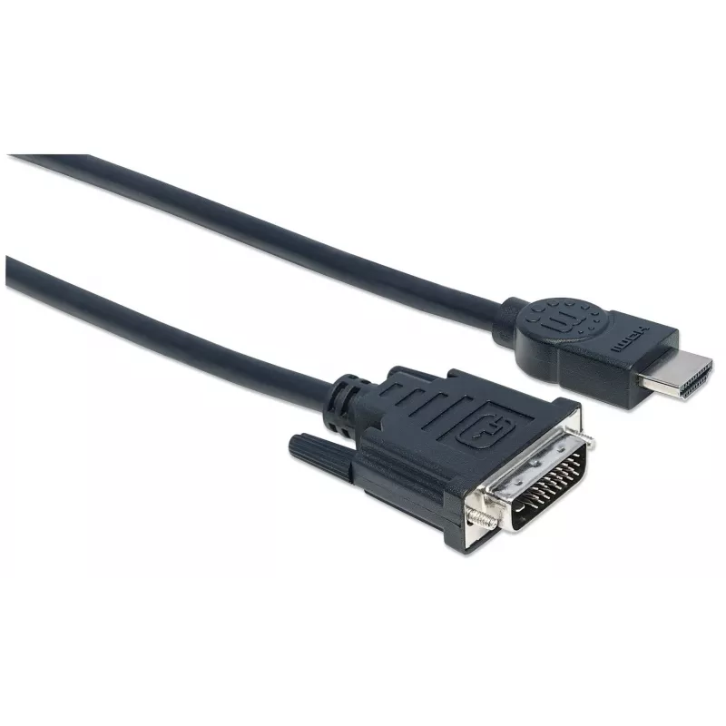 Manhattan HDMI į DVI-D 24+1 laidas, 3 m, kištukas–kištukas, juodas, dvigubos jungties, suderinamas su DVI-D, garantija visam eksploatacijos laikui, atitinka HDDVIMM3M