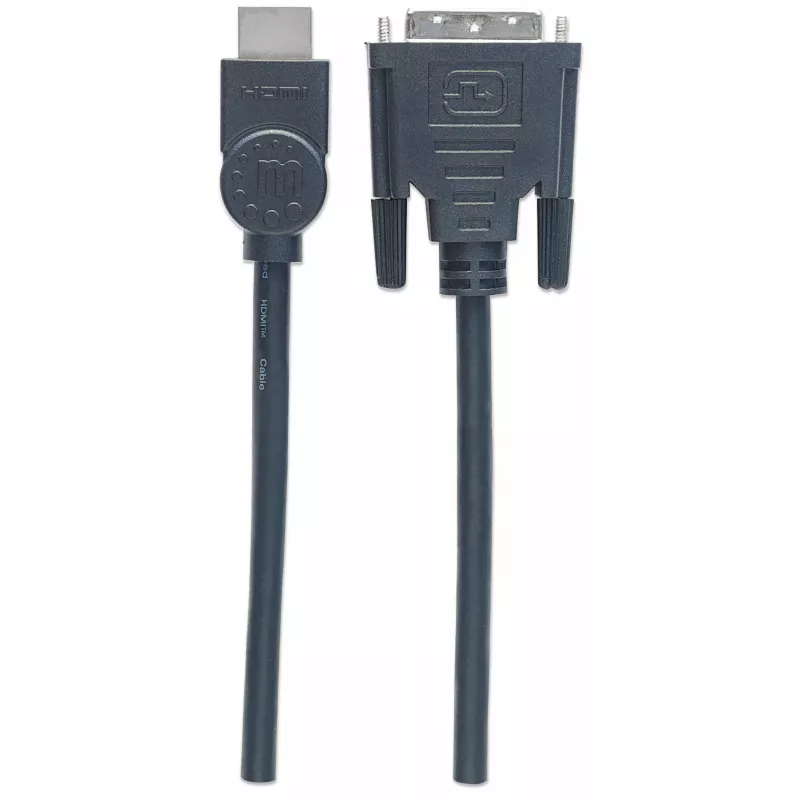 Manhattan HDMI į DVI-D 24+1 laidas, 3 m, kištukas–kištukas, juodas, dvigubos jungties, suderinamas su DVI-D, garantija visam eksploatacijos laikui, atitinka HDDVIMM3M