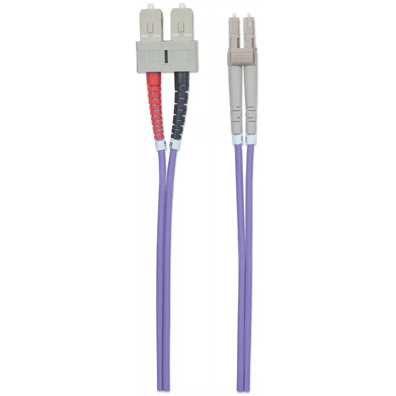 Intellinet šviesolaidinis komutacinis kabelis, OM4, LC/SC, 2 m, violetinis, dvipusis, daugiamodis, 50/125 µm, LSZH, pluoštas, garantija visam laikui
