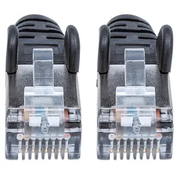 Intellinet tinklo kabelis, Cat6, 5 m, juodas, varis, S/FTP, LSOH / LSZH, PVC, RJ45, auksuoti kontaktai, be užkabinimų, su antgaliu, garantija visam gyvenimui