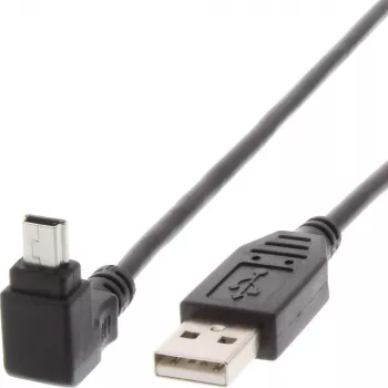 Techly USB 2.0 kabelis A tipo kištukas / Mini B tipo kištukas 90° 1,8 m juodas ICOC MUSB-AA-018ANG