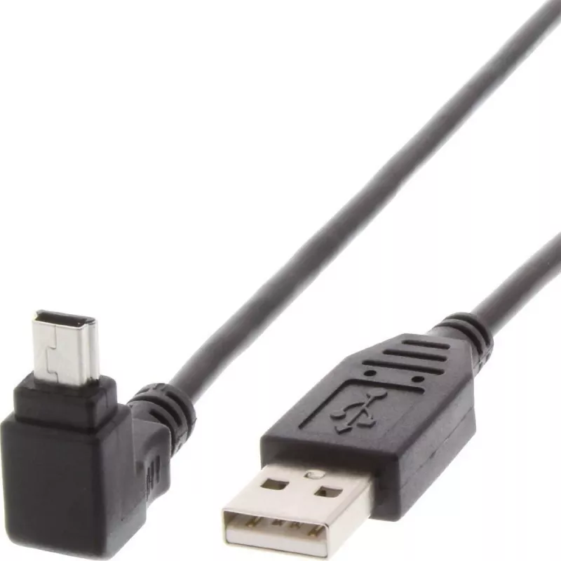 Techly USB 2.0 kabelis A tipo kištukas / Mini B tipo kištukas 90° 1,8 m juodas ICOC MUSB-AA-018ANG