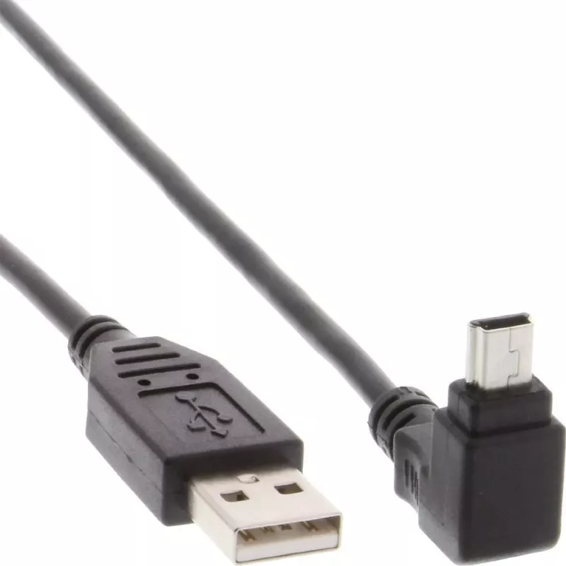 Techly USB 2.0 kabelis A tipo kištukas / Mini B tipo kištukas 90° 1,8 m juodas ICOC MUSB-AA-018ANG