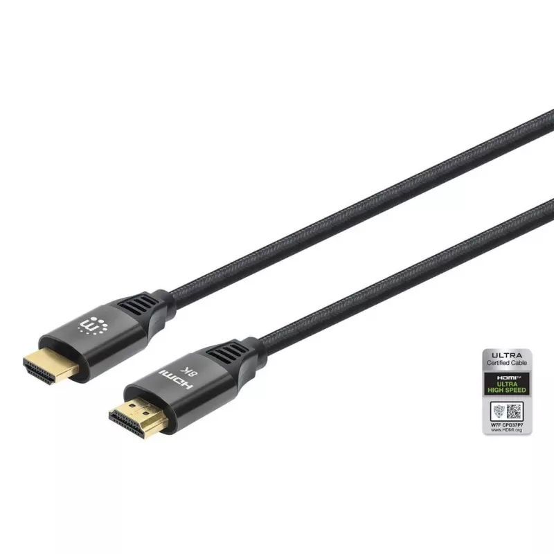 HDMI laidas Manhattan 8K@60Hz 1m pintas kištukas-kištukas juodas
