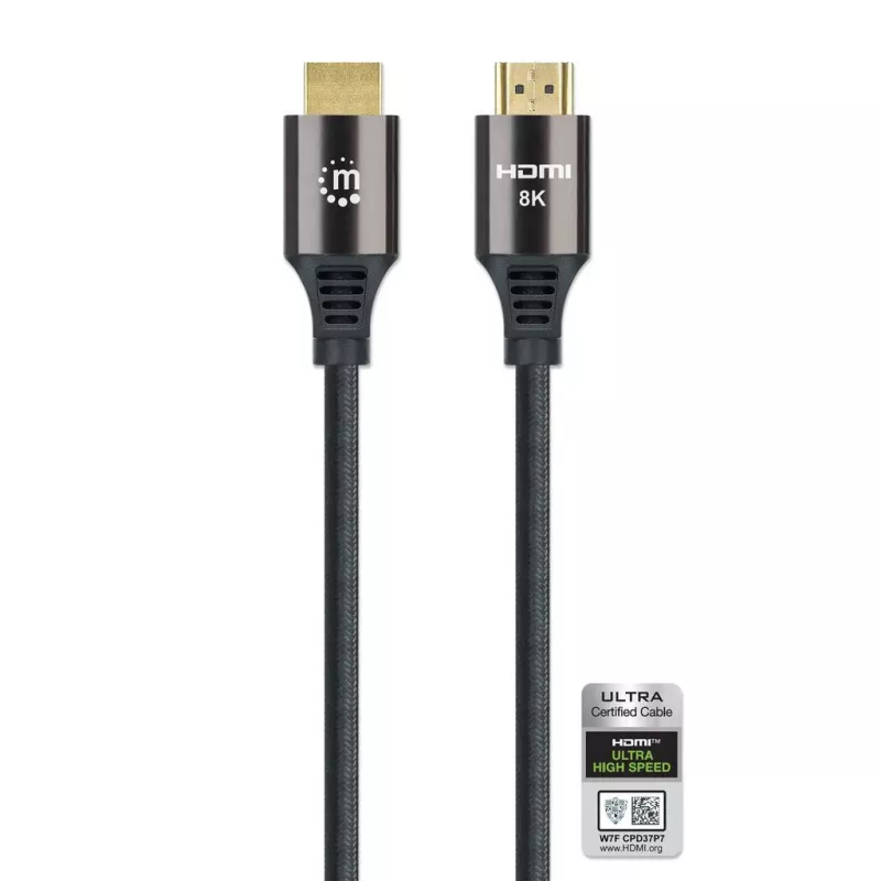 HDMI laidas Manhattan 8K@60Hz 1m pintas kištukas-kištukas juodas