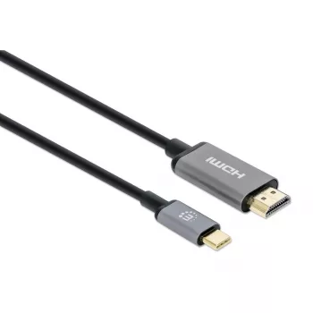 Manhattan USB-C į HDMI kabelis, 4K@60Hz, 2 m, juodas, kištukas–kištukas, trejų metų garantija, atitinka CDP2HD2MBNL