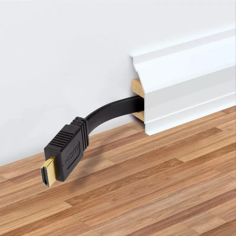 Manhattan HDMI laidas su Ethernet (plokščias), 4K@60Hz (aukštos kokybės didelės spartos), 5 m, kištukas–kištukas, juodas, Ultra HD 4k x 2k, visiškai ekranuotas, paauksuoti kontaktai, garantija visam naudojimo laikui