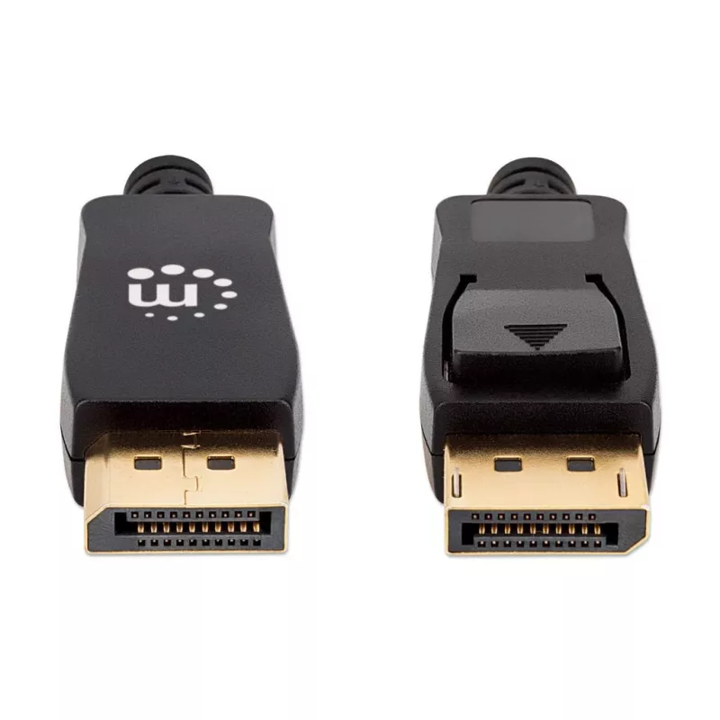 Manhattan DisplayPort 1.4 laidas, 8K@60Hz, 3 m, pintas laidas, kištukas–kištukas, su skląsčiais, visiškai ekranuotas, juodas, garantija visam gyvenimui, atitinka DP14MM3M