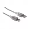 USB-A į USB-B kabelis Manhattan 333405 1,8 m kištukas–kištukas sidabrinis