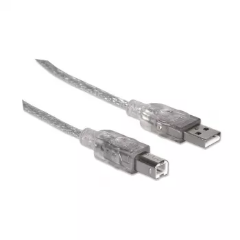 USB-A į USB-B kabelis Manhattan 333405 1,8 m kištukas–kištukas sidabrinis