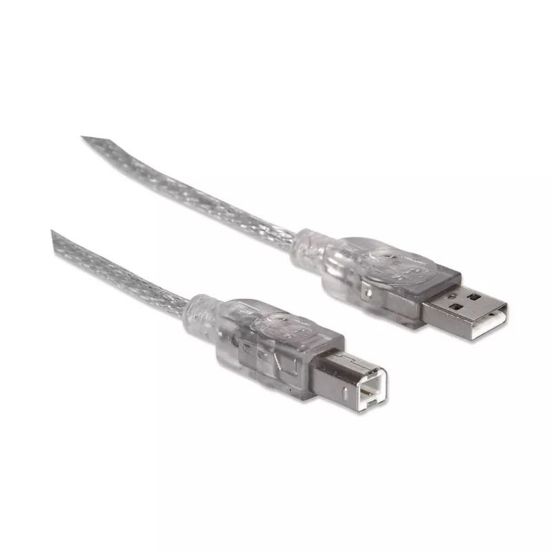 USB-A į USB-B kabelis Manhattan 333405 1,8 m kištukas–kištukas sidabrinis