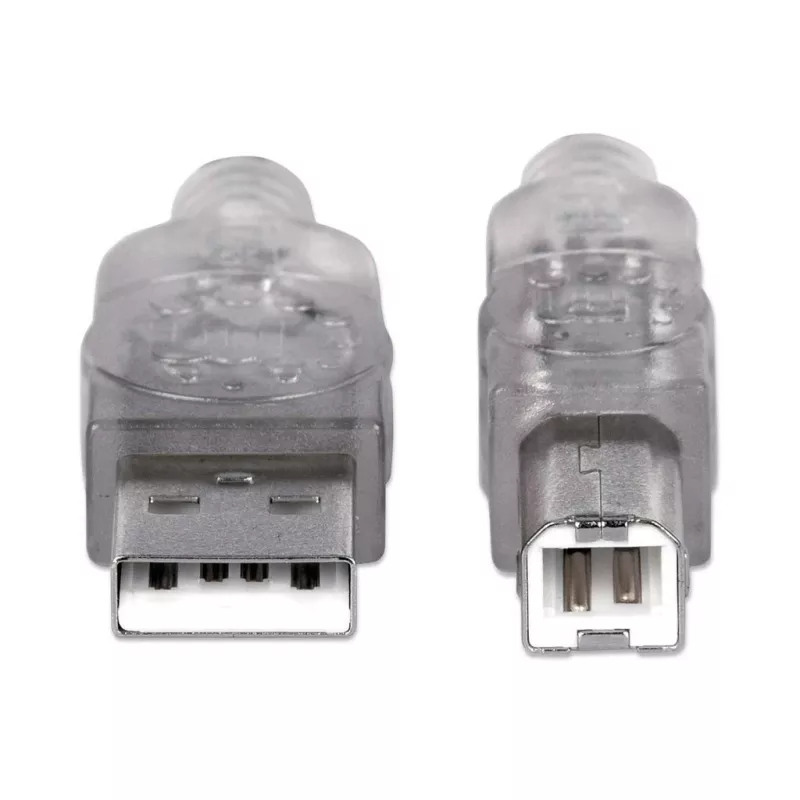 USB-A į USB-B kabelis Manhattan 333405 1,8 m kištukas–kištukas sidabrinis