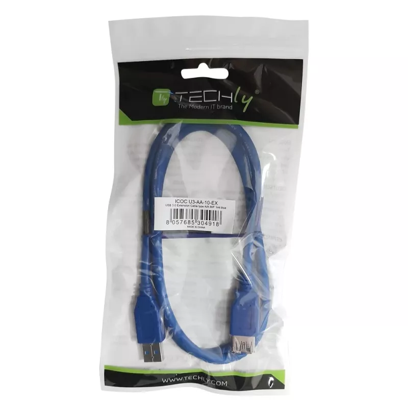 Techly USB 3.0 ilginimo laidas A kištukas / A lizdas 0,5 m mėlynas ICOC U3-AA-005-EX