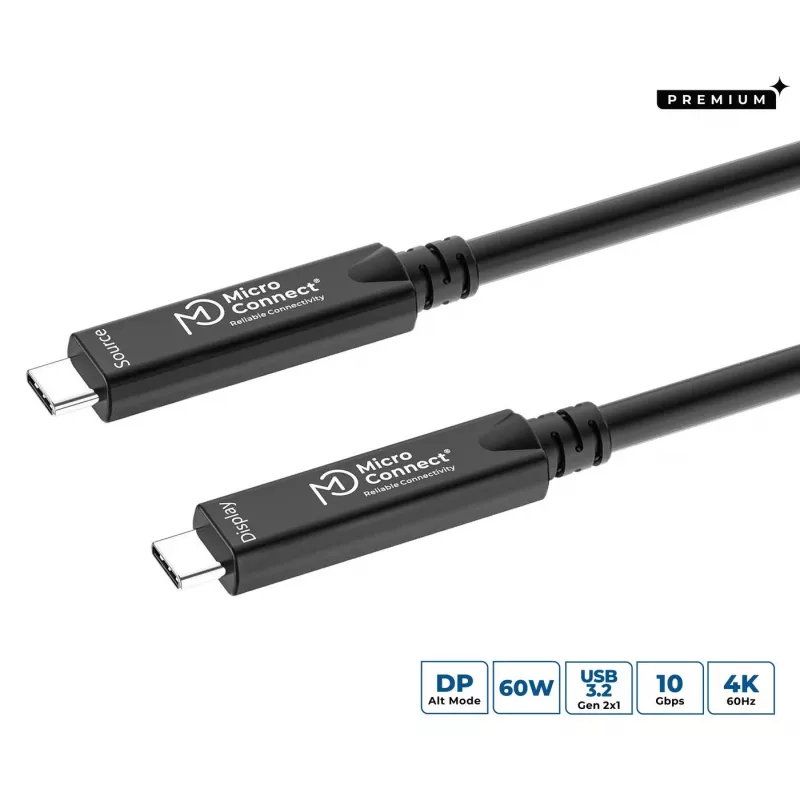 USB-C laidas MicroConnect MC-USB3.2CC05-8K-OP 5 m — palaiko 8K vaizdą, USB 3.2