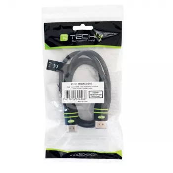 Techly 2 m aukštos spartos HDMI laidas su Ethernet A/A M/M juodas ICOC HDMI-4-020