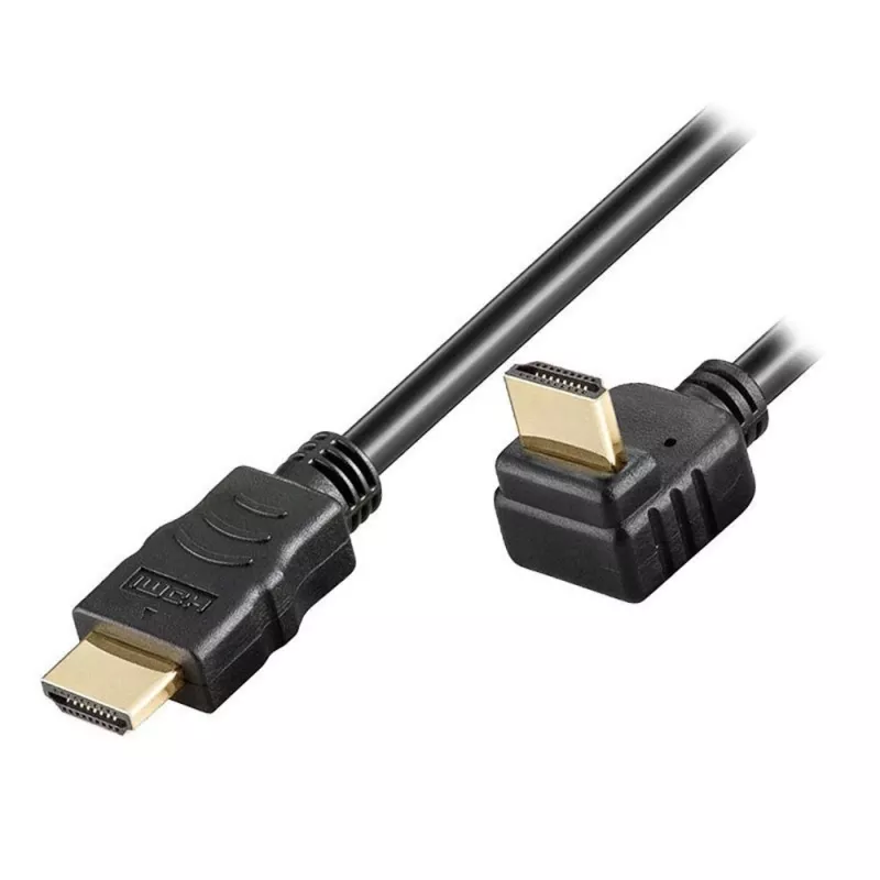 Techly 5 m didelės spartos HDMI laidas su Ethernet A/A laidas-vyriškas/vyriškas kampinis juodas ICOC HDMI-LE-050