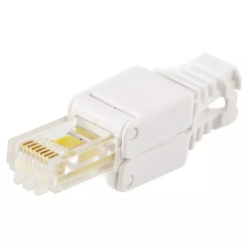 Laido jungtis LOGON TWP8P8TP RJ-45 Cat5e, skaidri / balta / geltona, pakuotė 10 vnt.