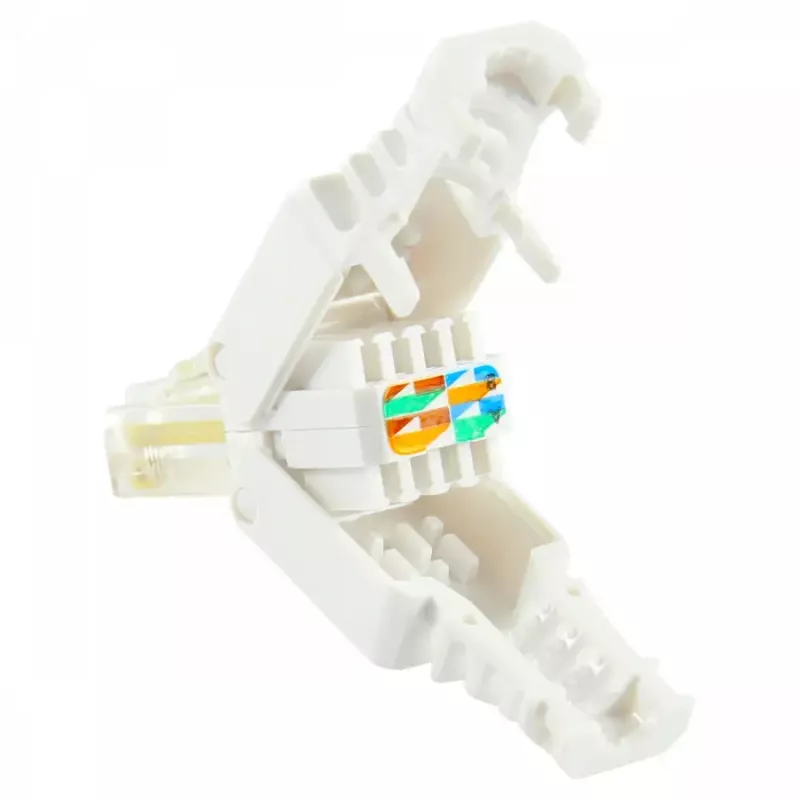 Laido jungtis LOGON TWP8P8TP RJ-45 Cat5e, skaidri / balta / geltona, pakuotė 10 vnt.