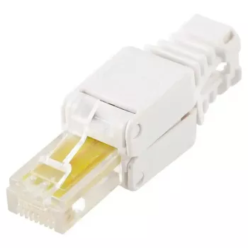 Laido jungtis LOGON TWP8P8TP RJ-45 Cat5e, skaidri / balta / geltona, pakuotė 10 vnt.