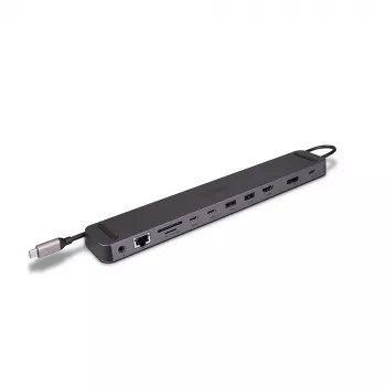 Lindy DST-Mini XT 810, USB-C nešiojamojo kompiuterio mini prijungimo stotelė su vienu ekranu (8K) arba dviem ekranais (4K60) ir 100 W pralaidiniu įkrovimu