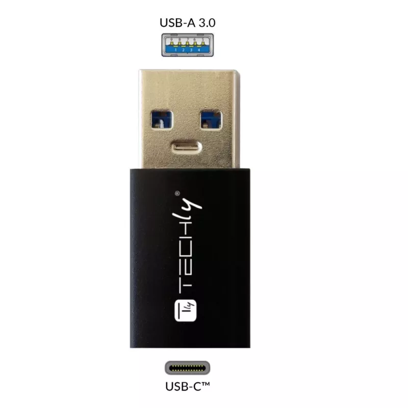 USB jungčių adapteris Techly IADAP USB3-AFT USB A į USB C, juodas