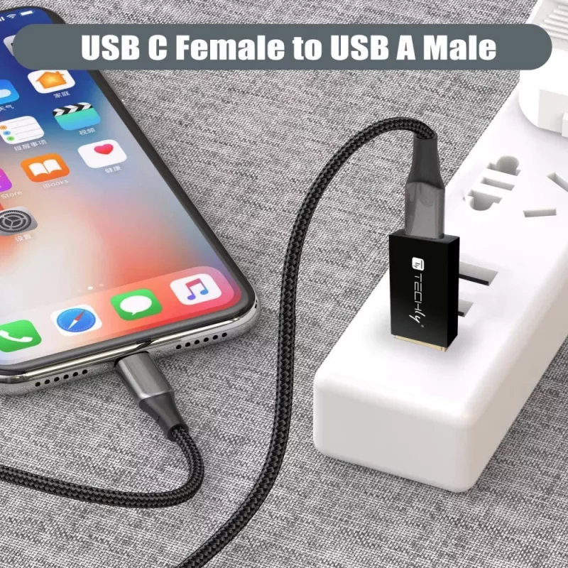 USB jungčių adapteris Techly IADAP USB3-AFT USB A į USB C, juodas