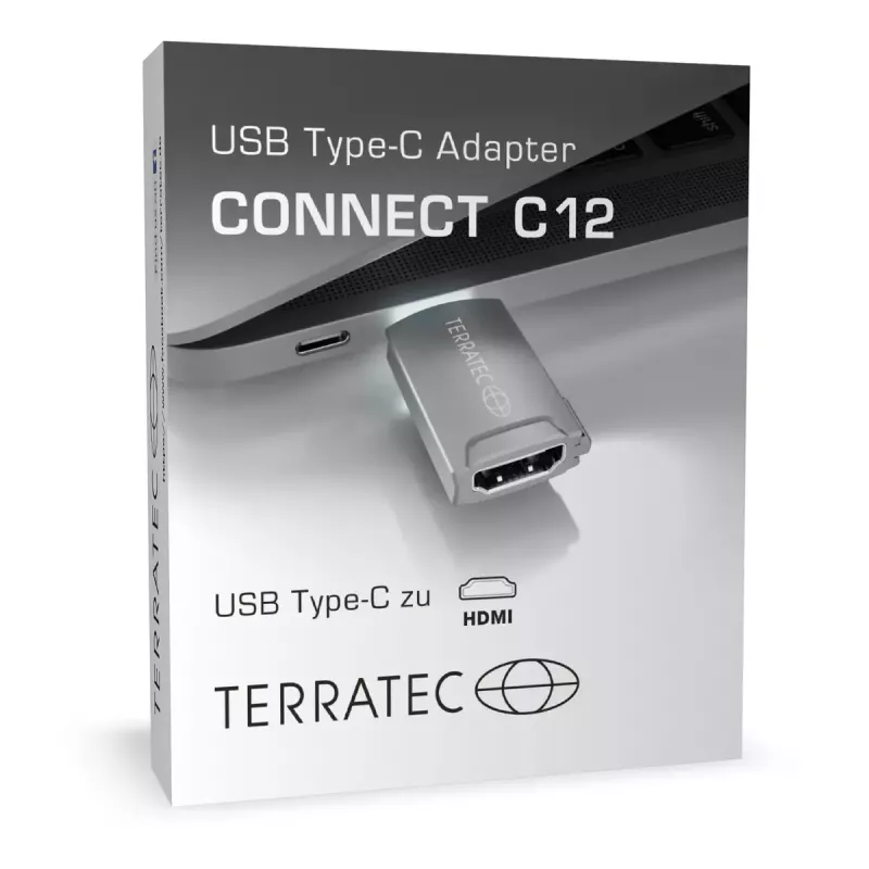 Jungties adapteris Terratec CONNECT C12 USB Type-C HDMI pilkas