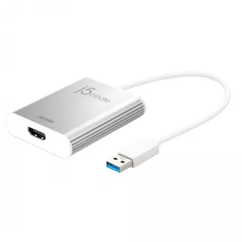 j5create JUA354 USB 3.0–4K HDMI ekrano adapteris, sidabrinis