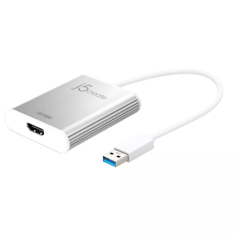 j5create JUA354 USB 3.0–4K HDMI ekrano adapteris, sidabrinis