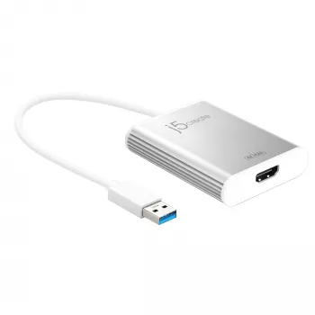 j5create JUA354 USB 3.0–4K HDMI ekrano adapteris, sidabrinis