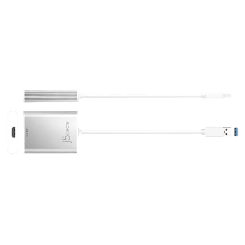 j5create JUA354 USB 3.0–4K HDMI ekrano adapteris, sidabrinis