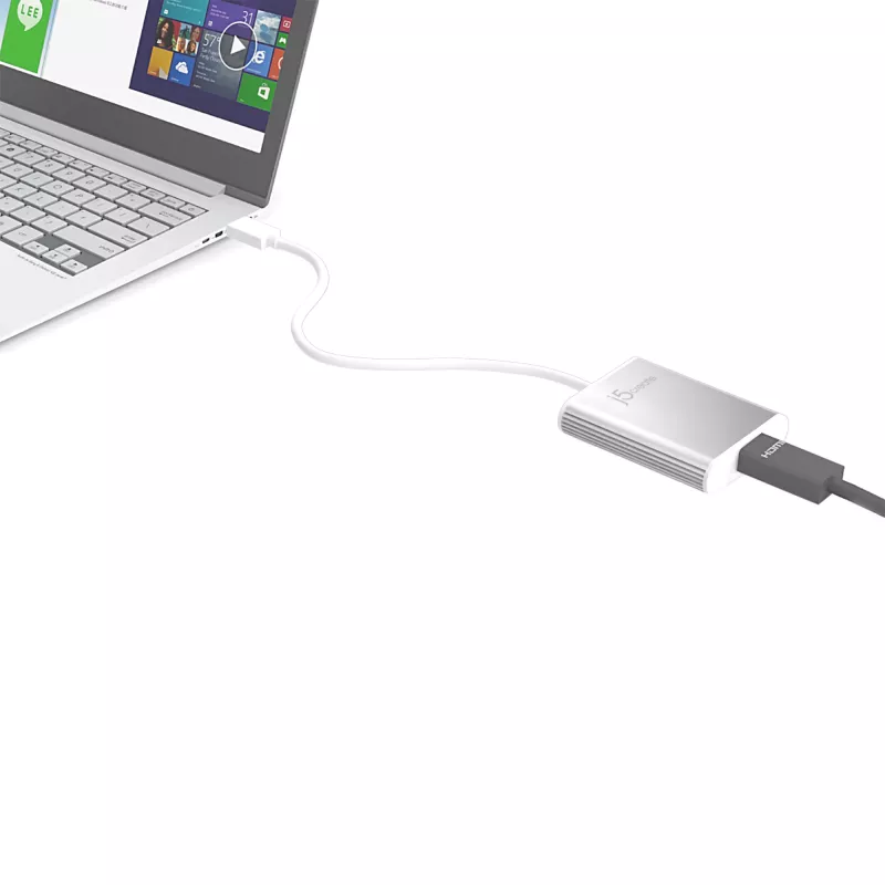 j5create JUA354 USB 3.0–4K HDMI ekrano adapteris, sidabrinis