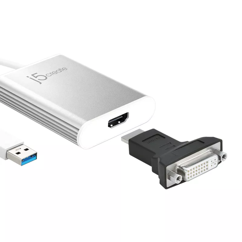 j5create JUA354 USB 3.0–4K HDMI ekrano adapteris, sidabrinis