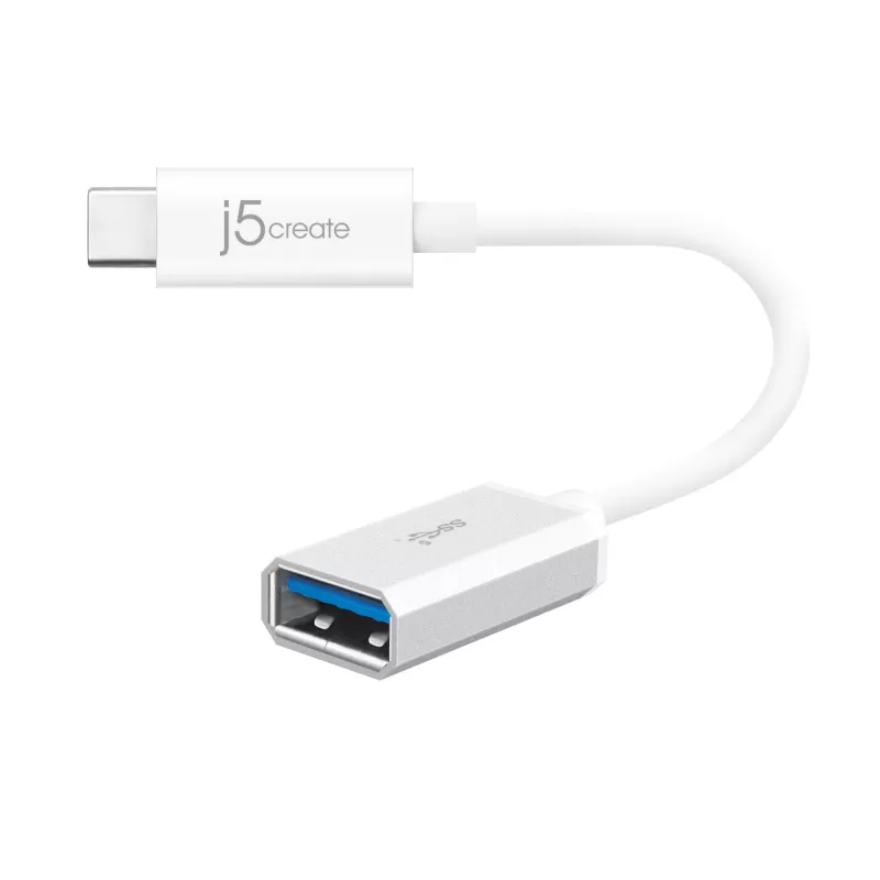 j5create JUCX05 USB-C® 3.1 prie USB™ Type-A adapteris, baltas ir sidabrinis