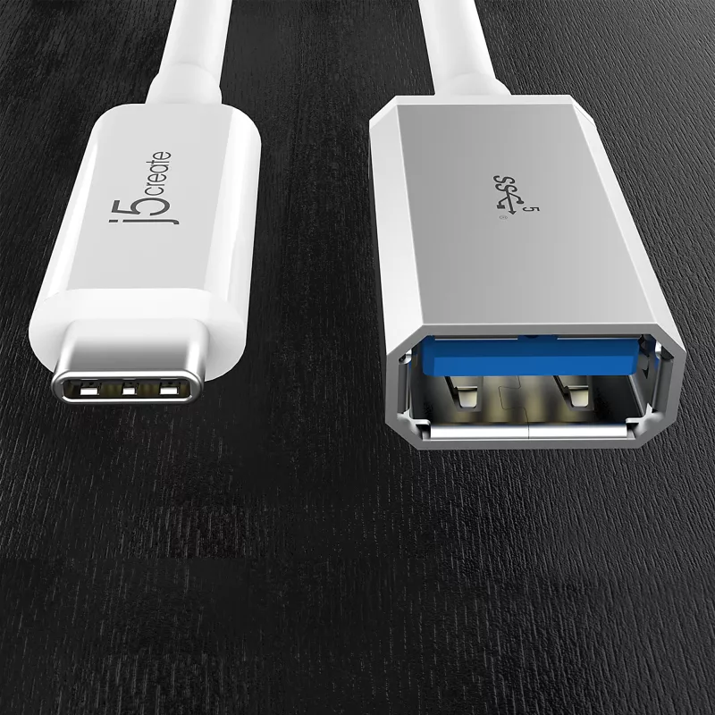 j5create JUCX05 USB-C® 3.1 prie USB™ Type-A adapteris, baltas ir sidabrinis
