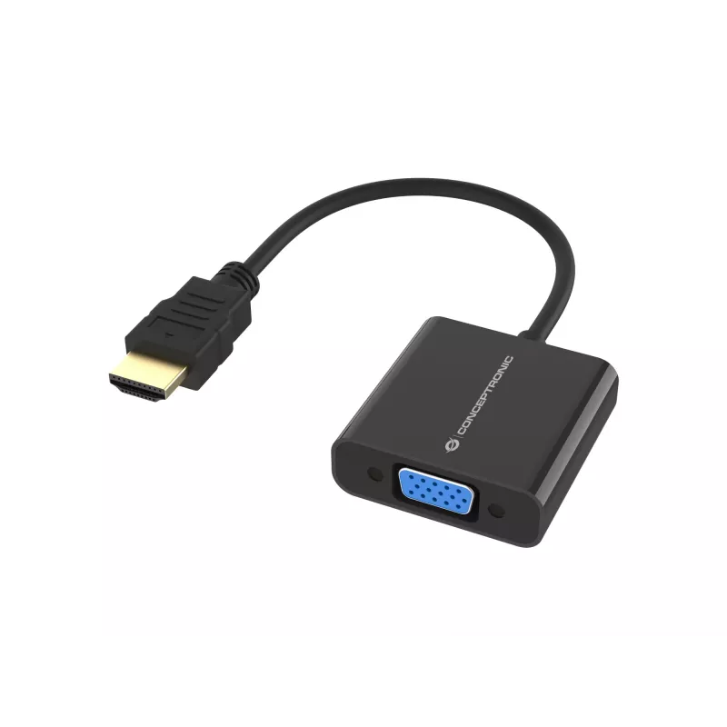 Conceptronic ABBY20B HDMI į VGA adapteris, 0,25 m, HDMI A tipo (standartinis), VGA (D-Sub), kištukas, lizdas, tiesus
