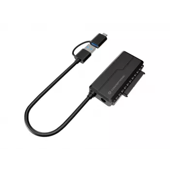 Conceptronic ABBY21B USB 3.0 SATA adapteris su maitinimo adapteriu, 2,5 colio/3,5 colio SATA HDD/SSD, 2-in-1 USB C/A laidas