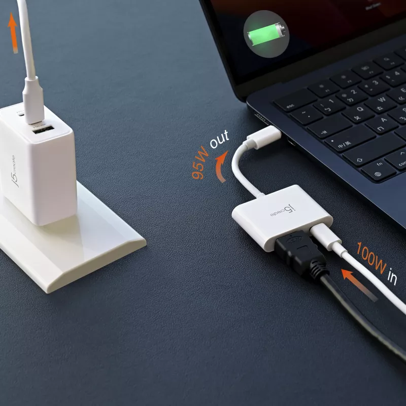 j5create JCA152 USB-C® į 4K HDMI™ adapteris su Power Delivery, juoda