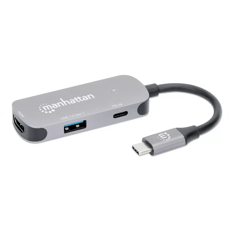 Manhattan USB-C dokas / šakotuvas HDMI USB-A USB-C 100 W maitinimo tiekimas 4K 60 Hz